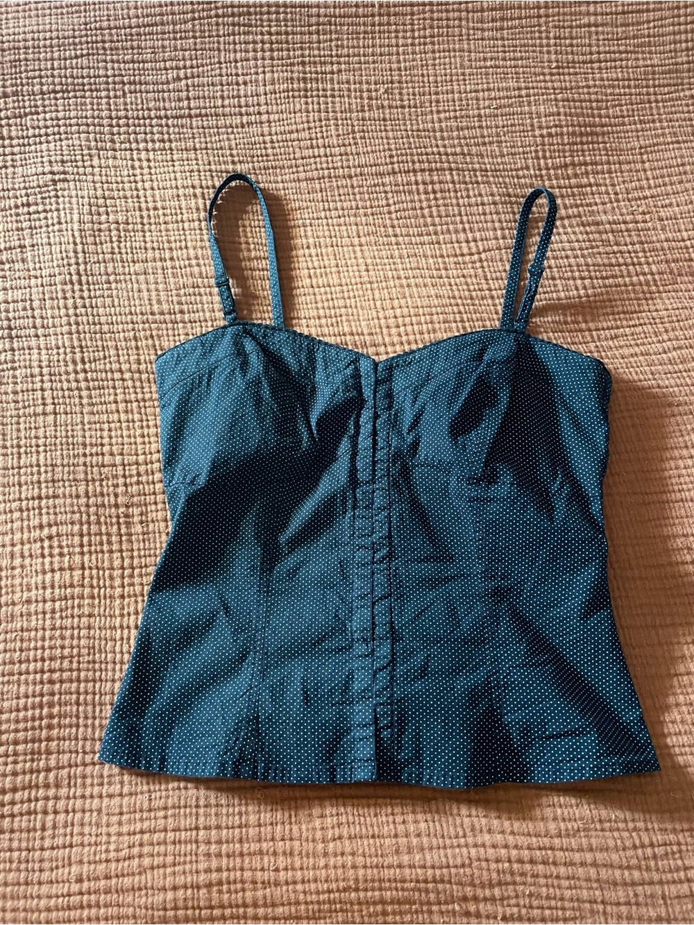 Vintage: Gents Teal Polka Dot Sweetheart Bustier Camisole